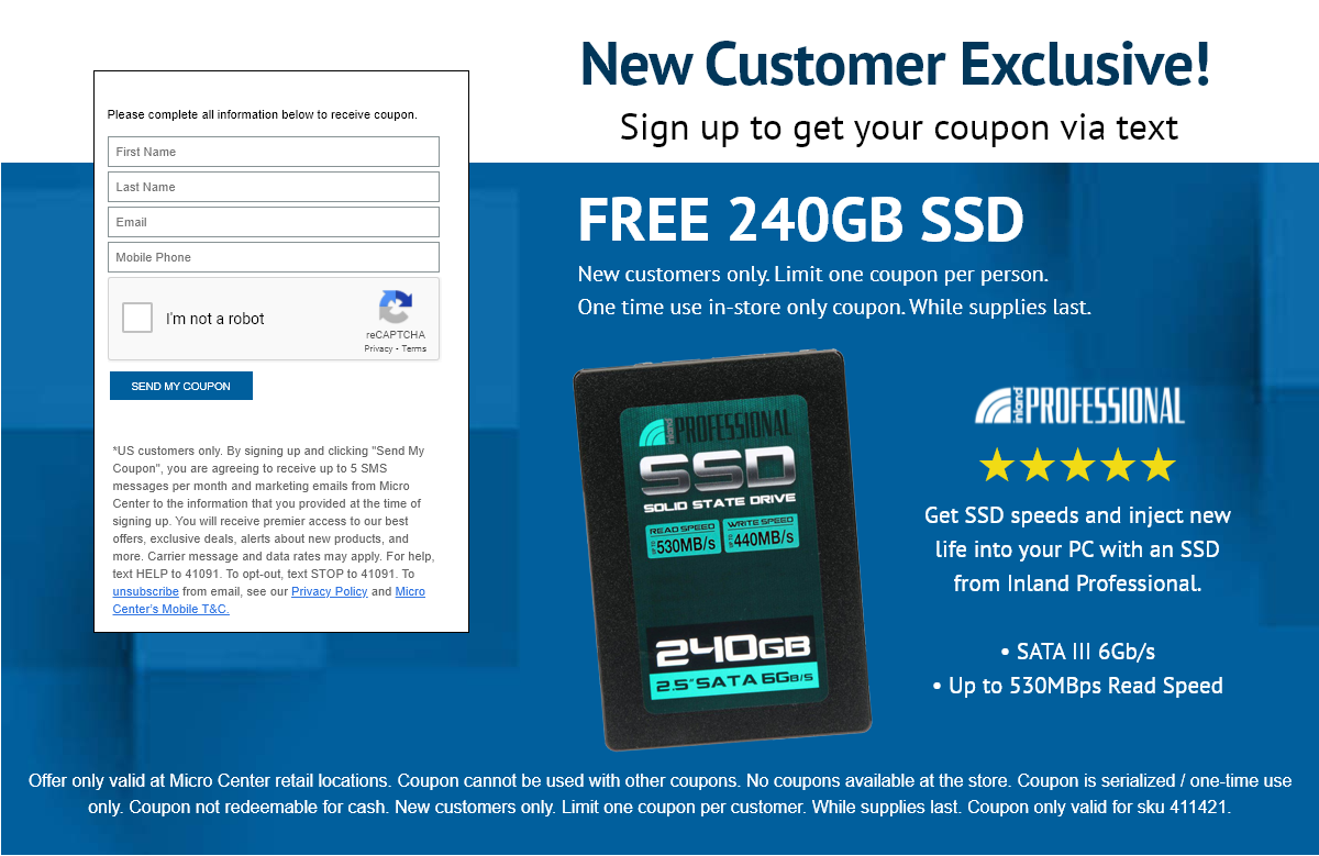Microcenter free 240gb SSD(in store pickup)
